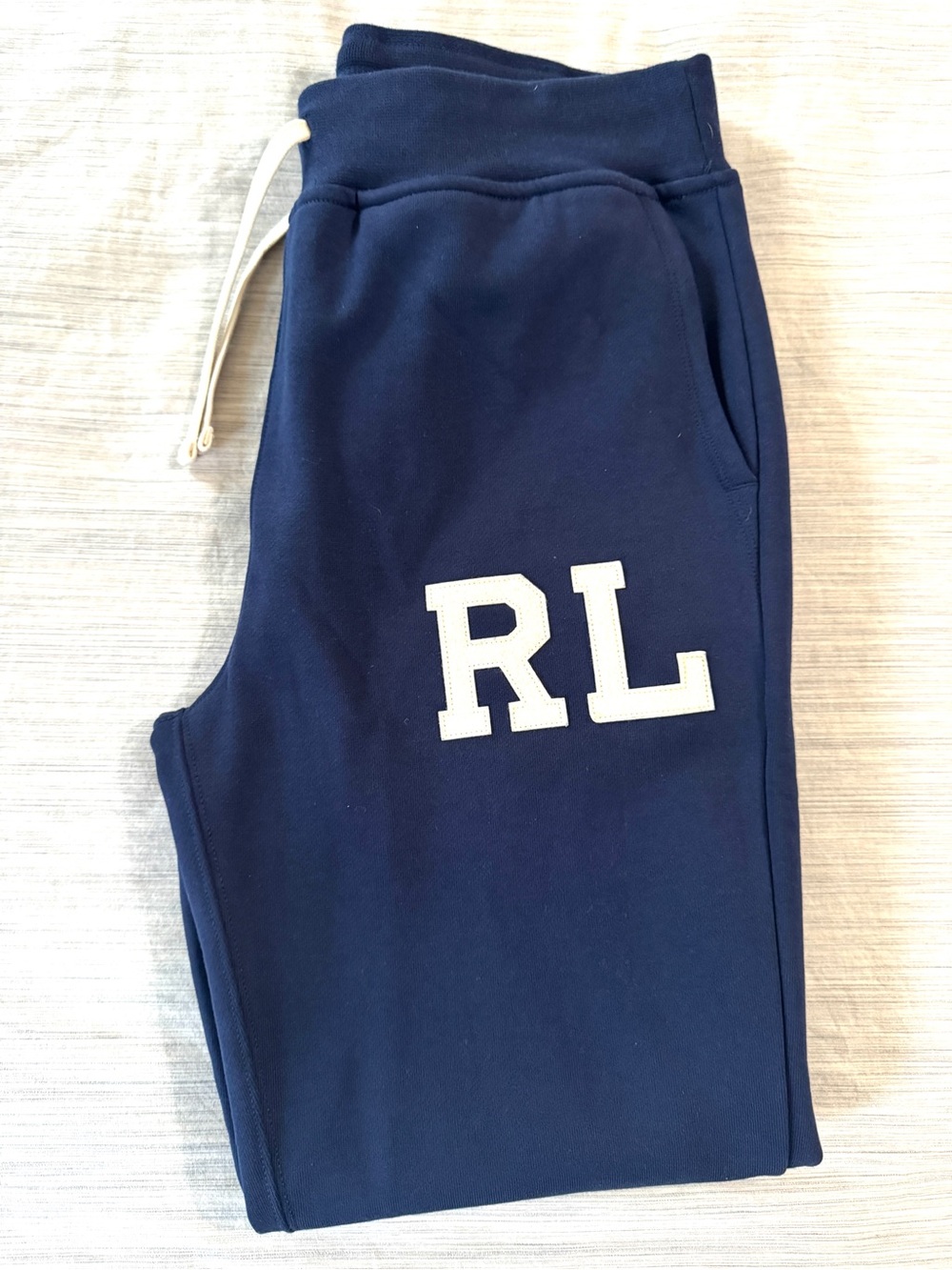 Polo Ralph Lauren Navy Blue RL Monogram Letterman Jogger Sweatpants